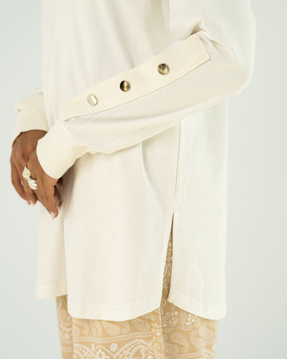 Cream Stud-Shoulder Top