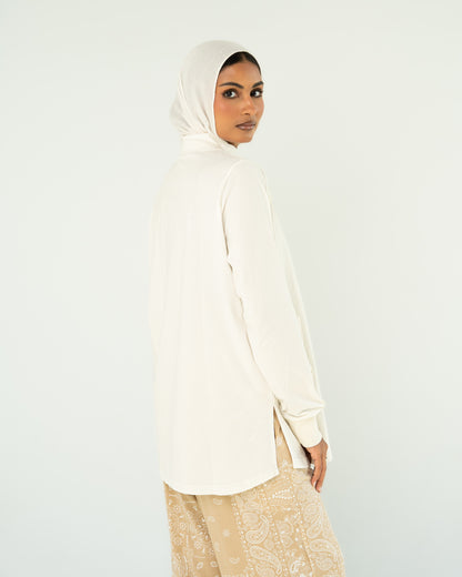 Cream Stud-Shoulder Top