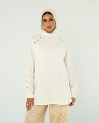 Cream Stud-Shoulder Top
