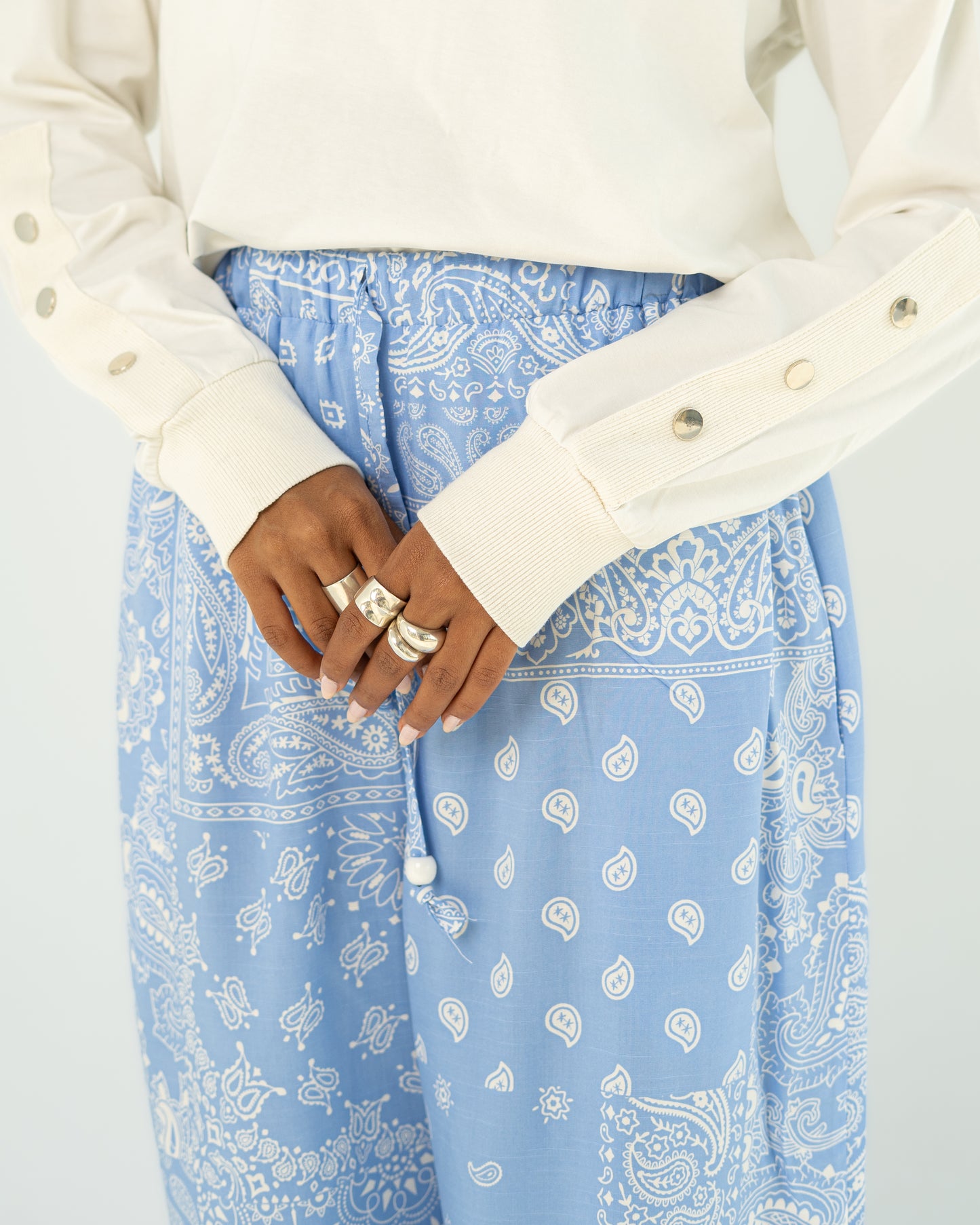 Blue Paisley Print Pants