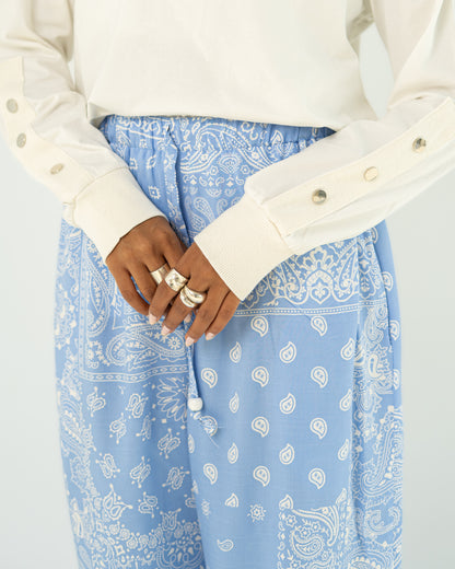 Blue Paisley Print Pants