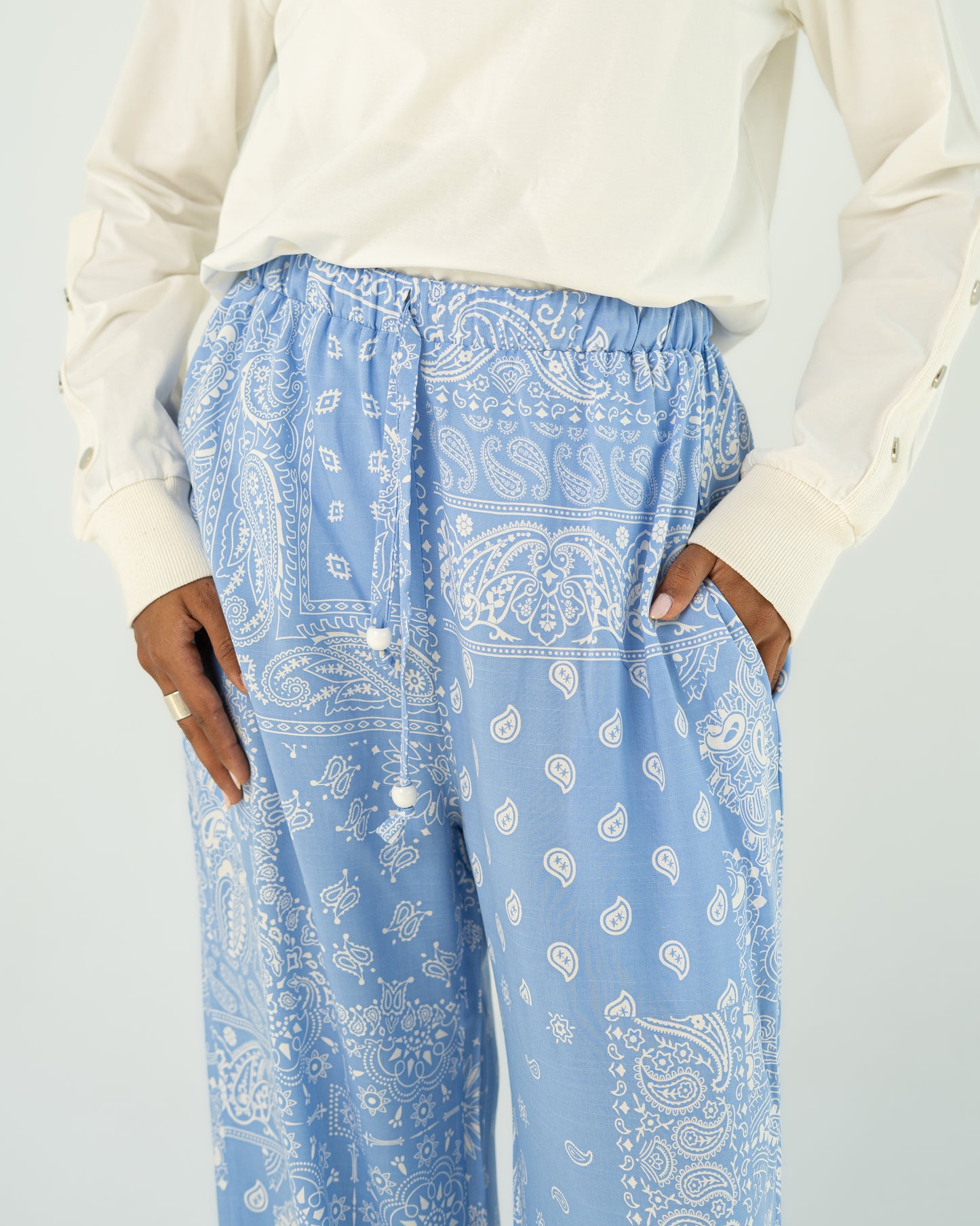 Blue Paisley Print Pants