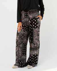 Black Paisley Print Pants