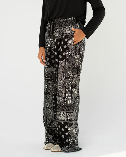 Black Paisley Print Pants