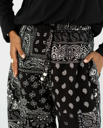 Black Paisley Print Pants