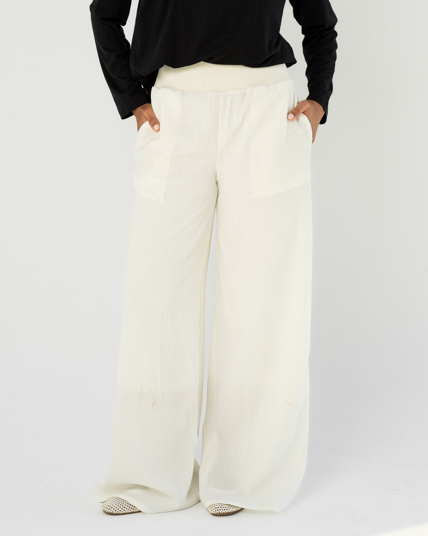 White Wide-Leg Pants