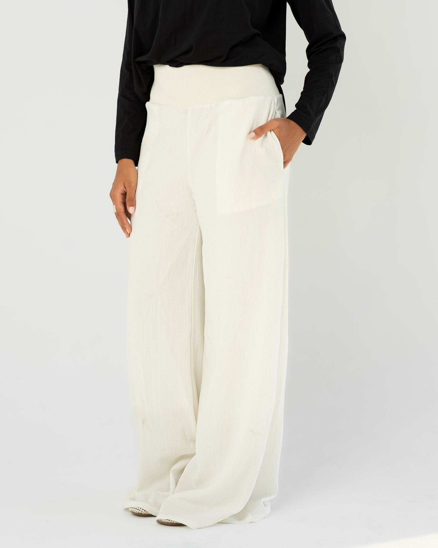 White Wide-Leg Pants