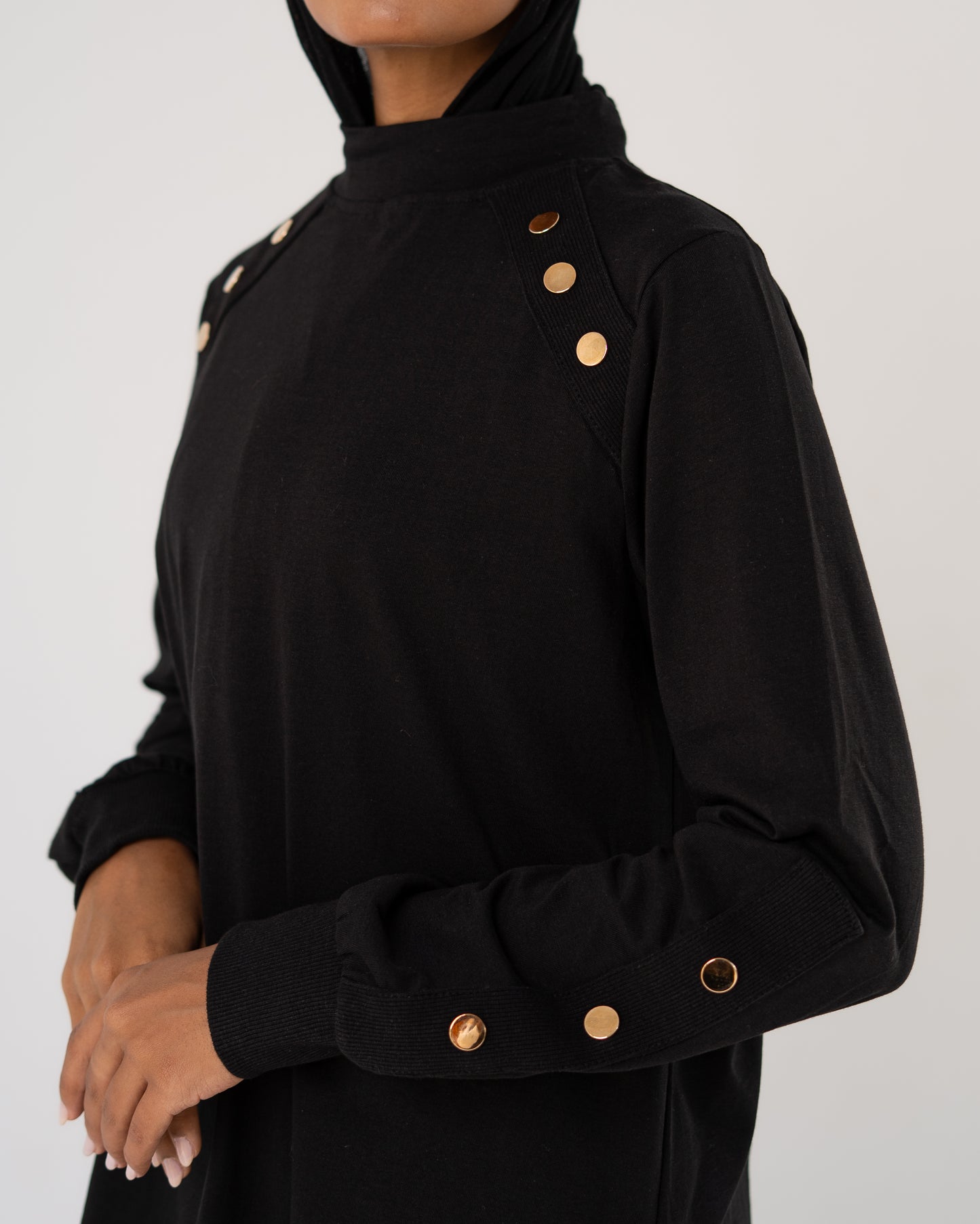 Black Stud-Shoulder Top