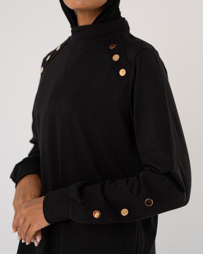 Black Stud-Shoulder Top