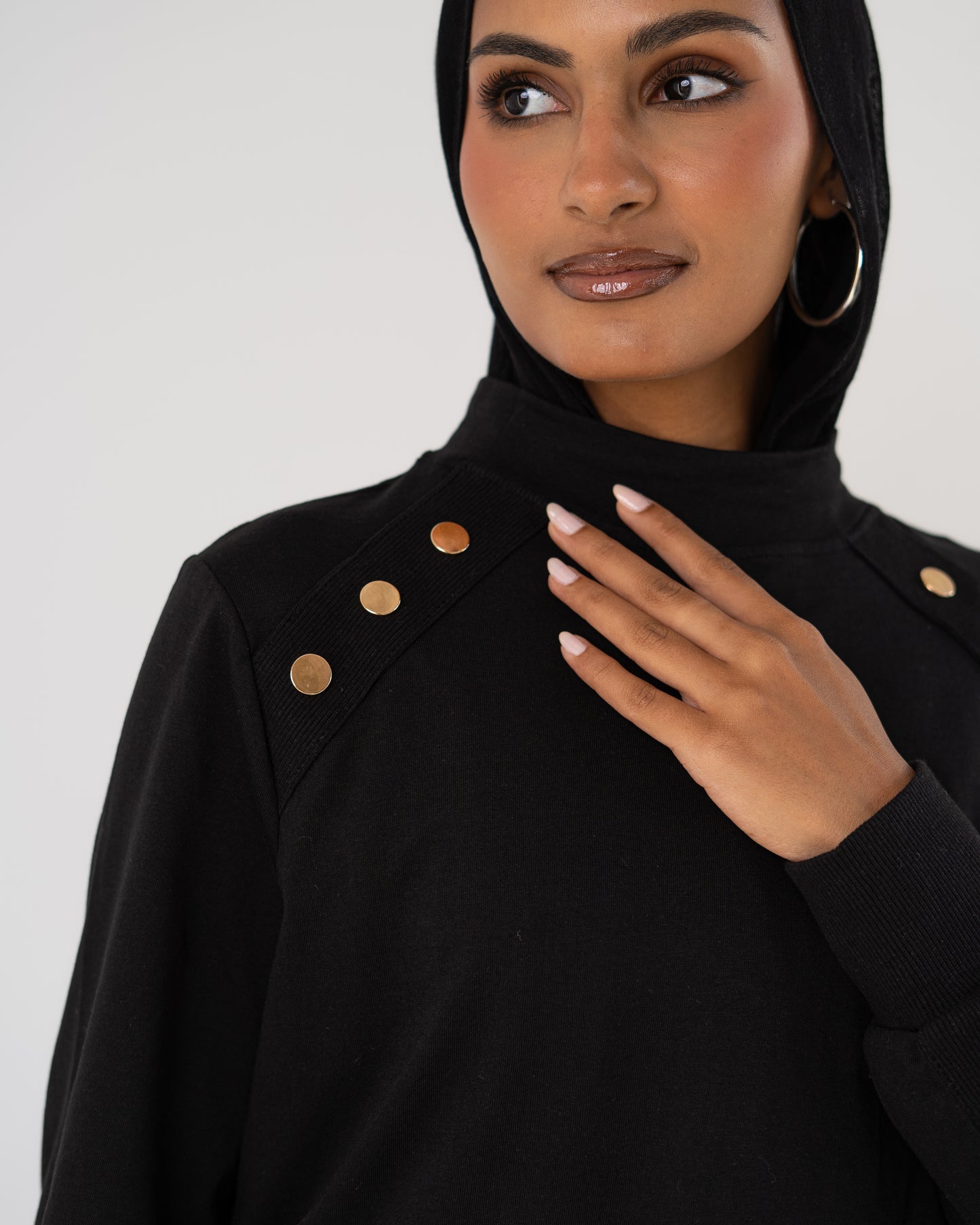 Black Stud-Shoulder Top