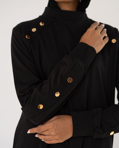 Black Stud-Shoulder Top