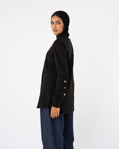 Black Stud-Shoulder Top