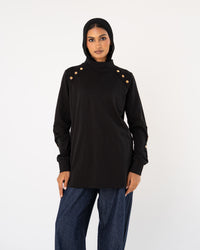 Black Stud-Shoulder Top