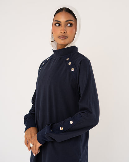 Navy Stud-Shoulder Top