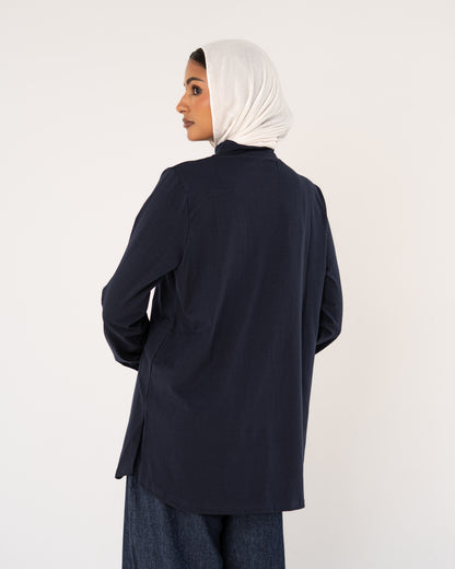 Navy Stud-Shoulder Top