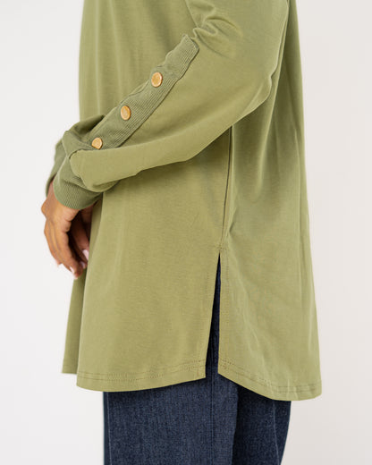 Olive Stud-Shoulder Top