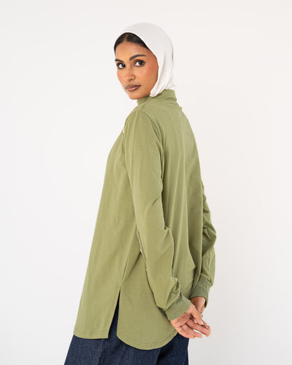 Olive Stud-Shoulder Top