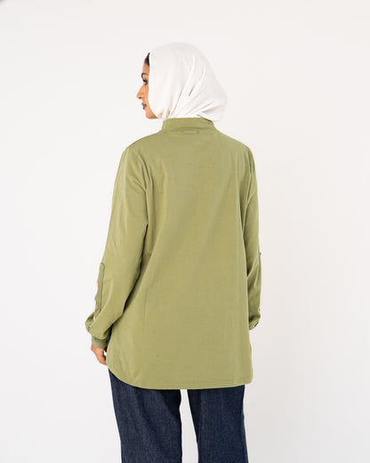 Olive Stud-Shoulder Top