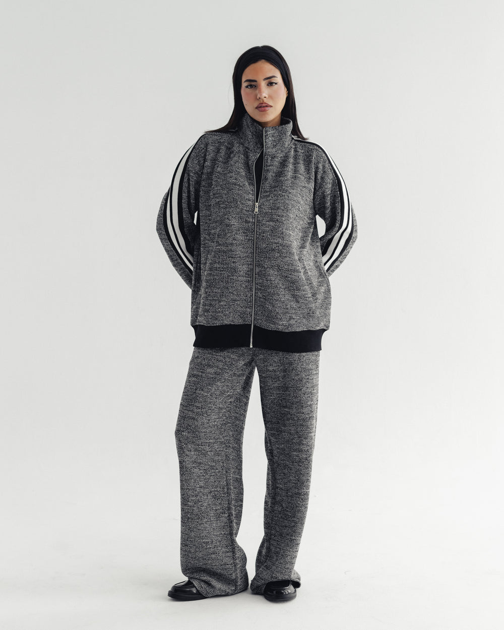 Stripe Track Set in Heather Grey