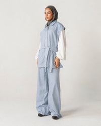 Light Blue Sleeveless Denim Set