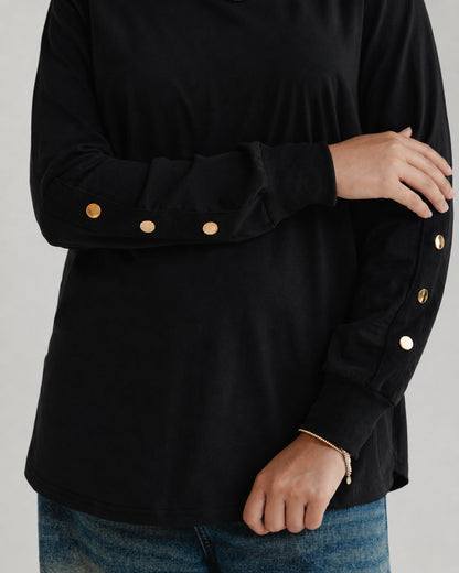 Black Stud-Shoulder Top