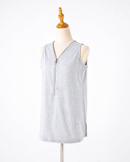 Grey Zip-Front Tank