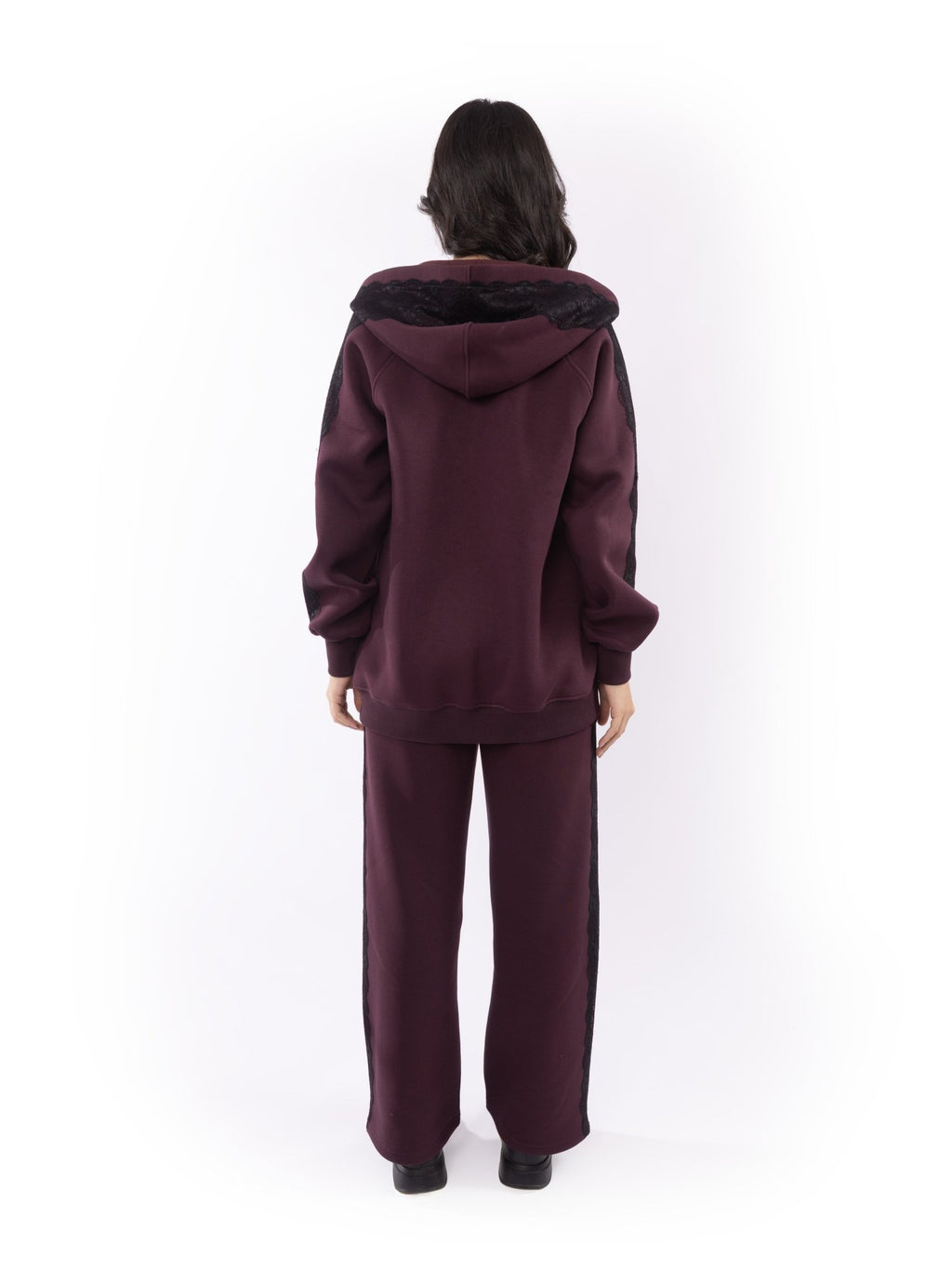 Burgundy Lace Tracksuit - Glow Modest