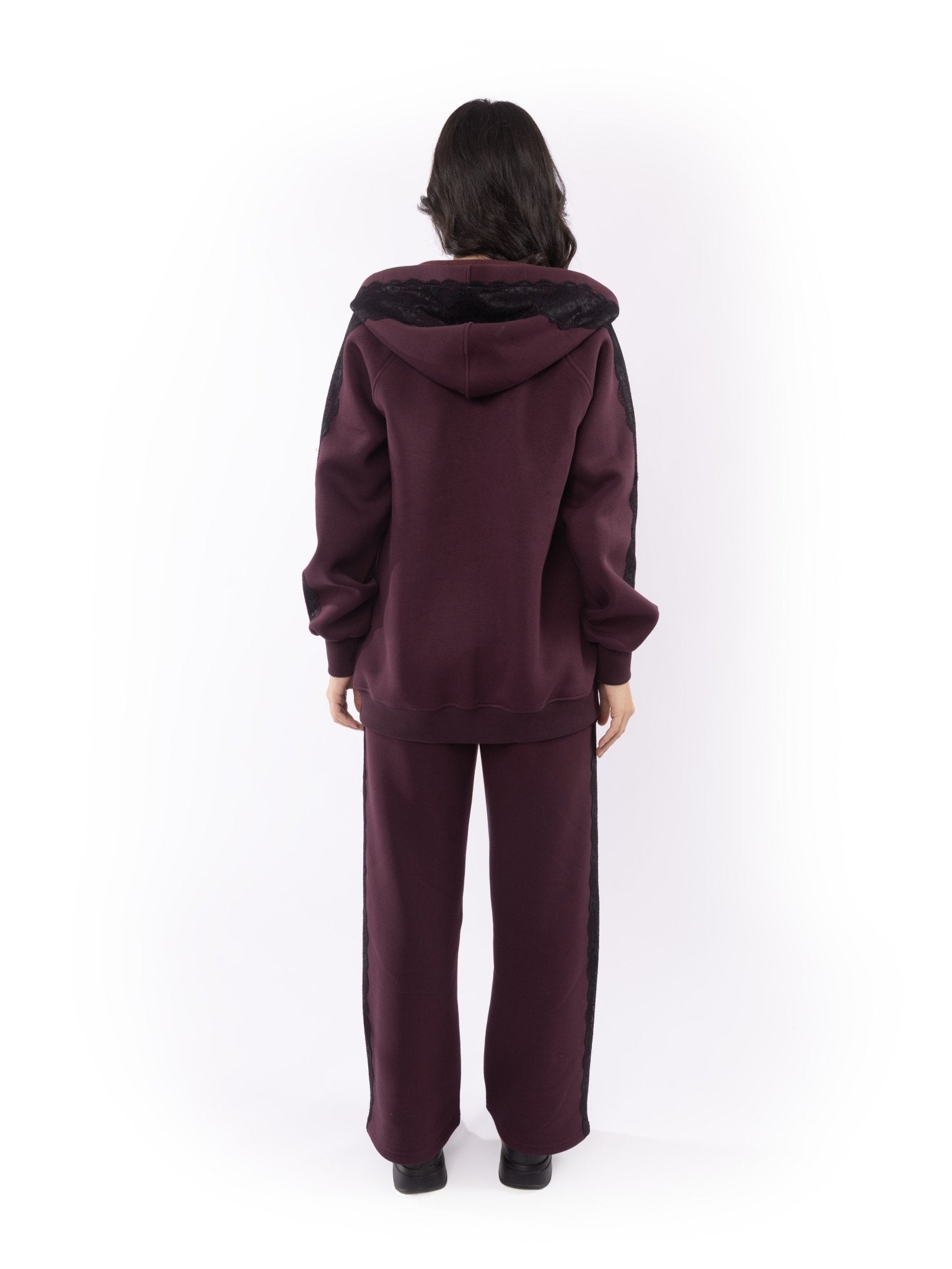Burgundy Lace Tracksuit - Glow Modest