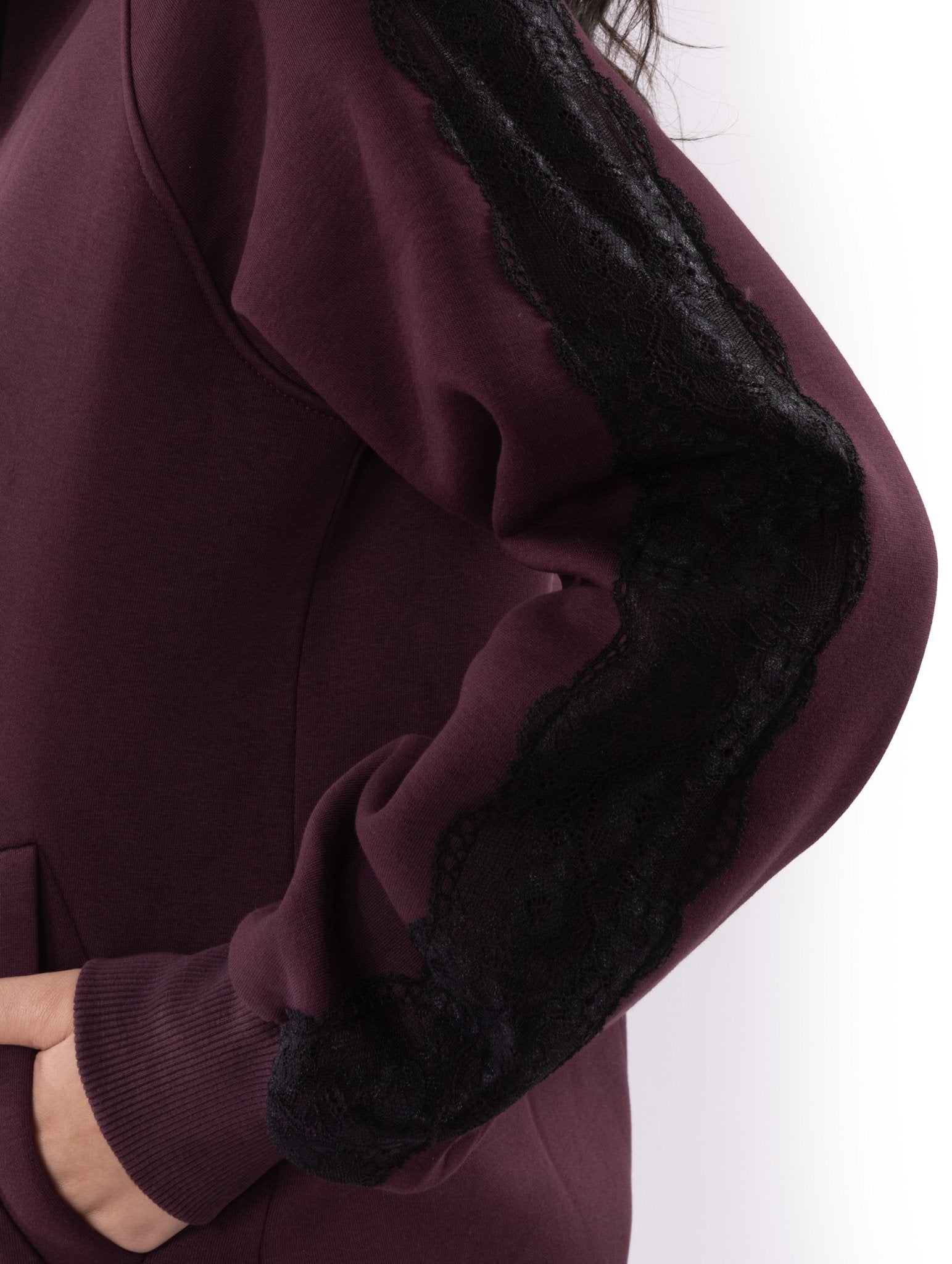 Burgundy Lace Tracksuit - Glow Modest