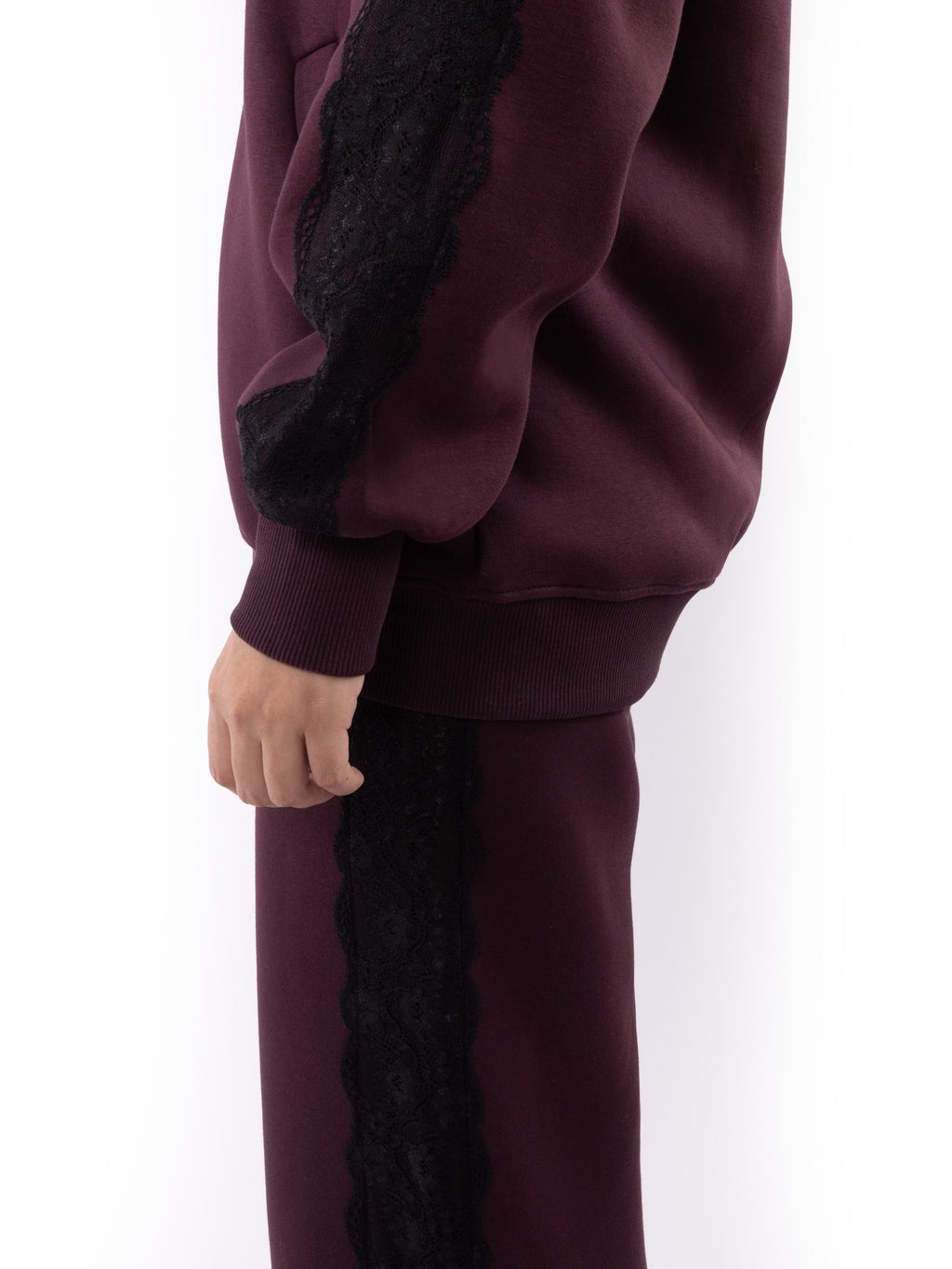 Burgundy Lace Tracksuit - Glow Modest