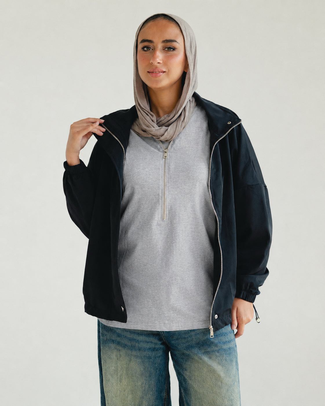 Grey Zip-Front Tank