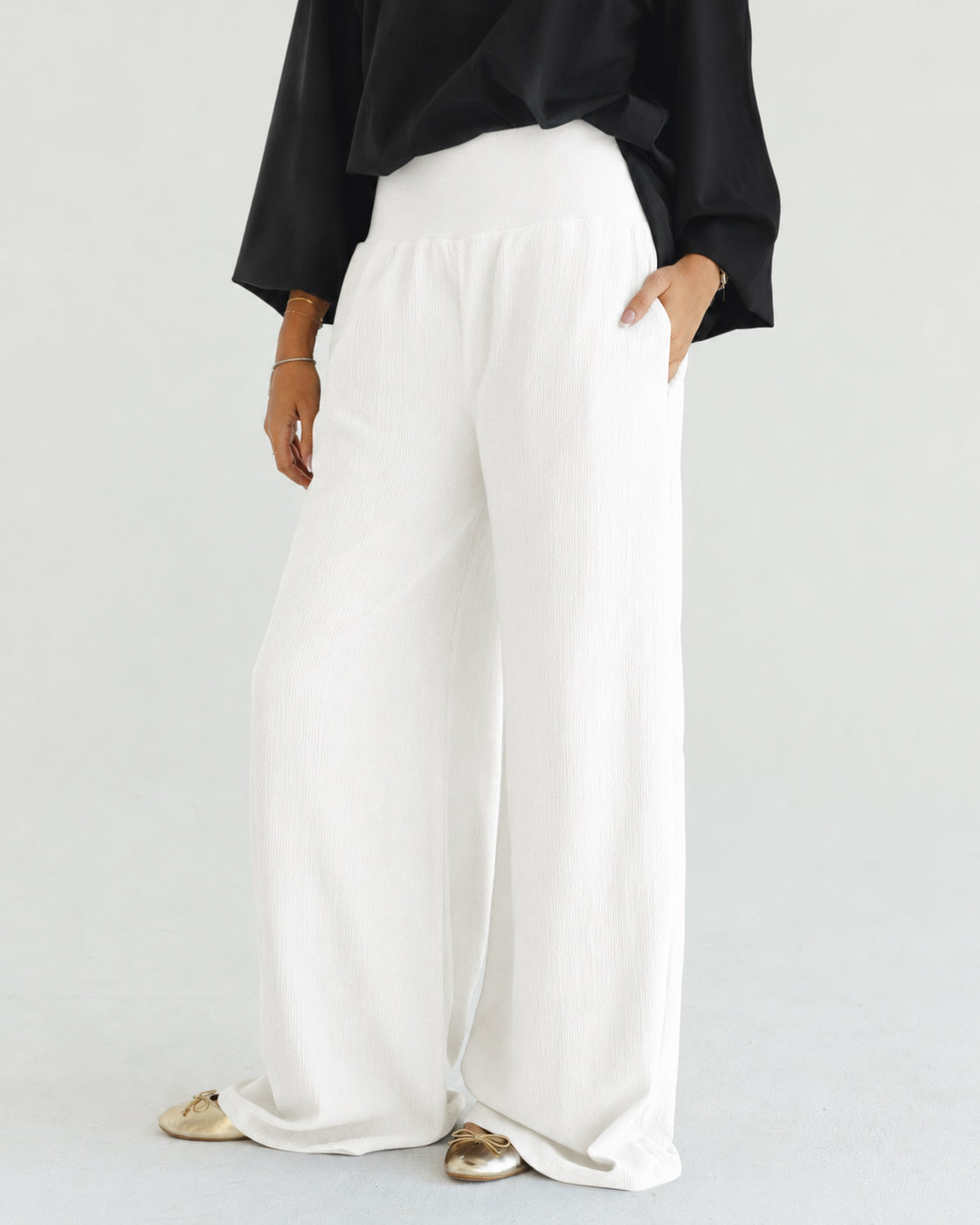 White Wide-Leg Pants