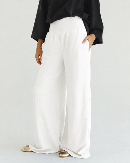 White Wide-Leg Pants