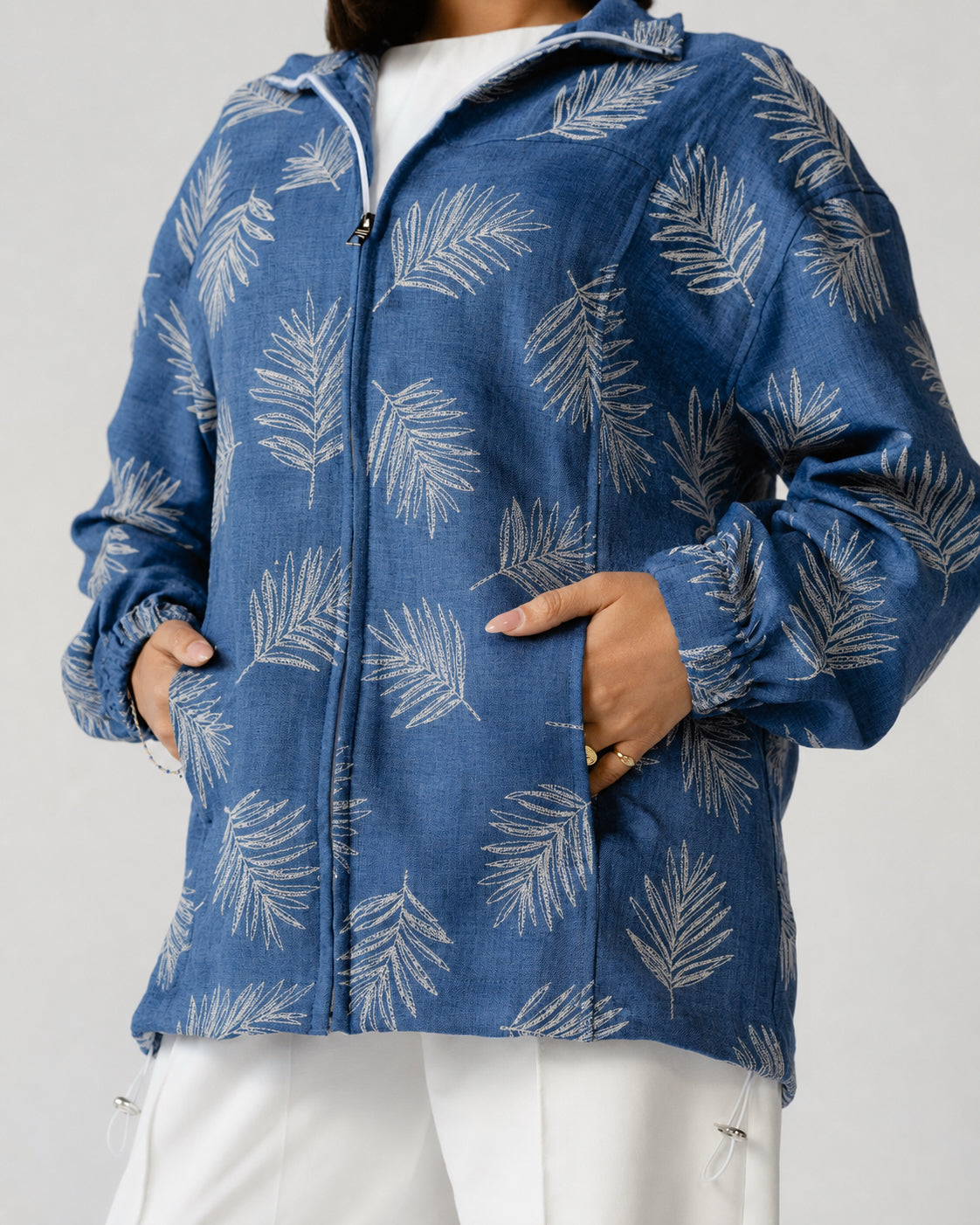 Indigo Palm Print Set