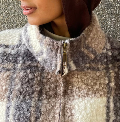 Chestnut Check Jacket - Glow Modest