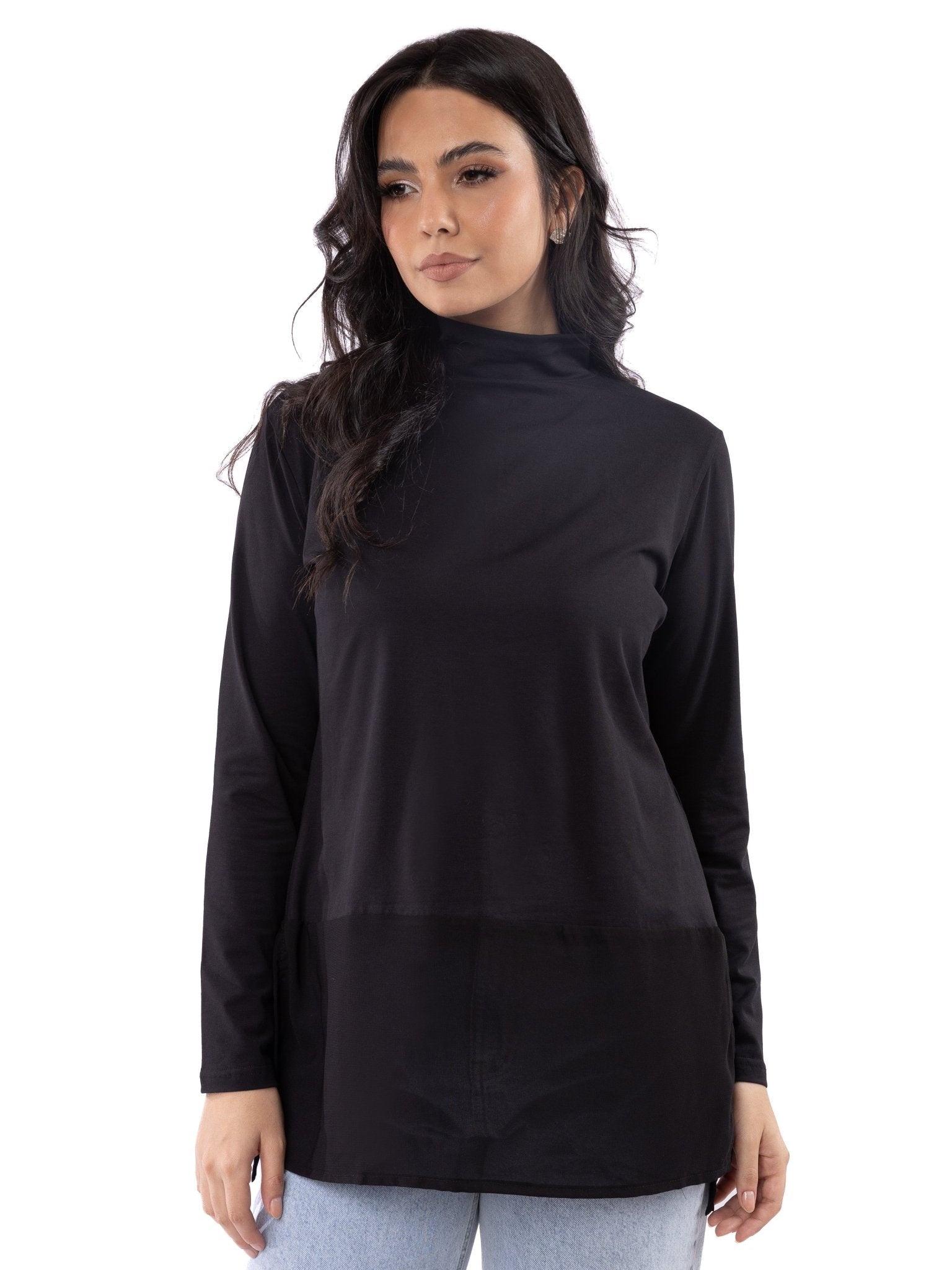 Chiffon Flow High - Neck Top - Glow Modest