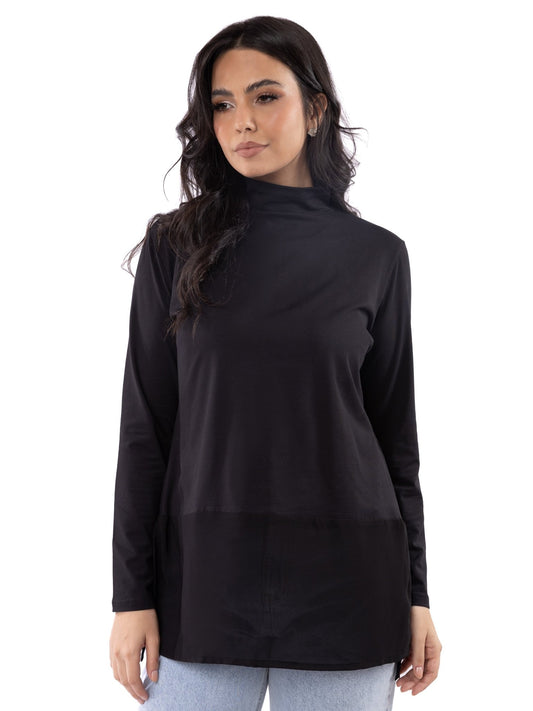 Chiffon Flow High - Neck Top - Glow Modest