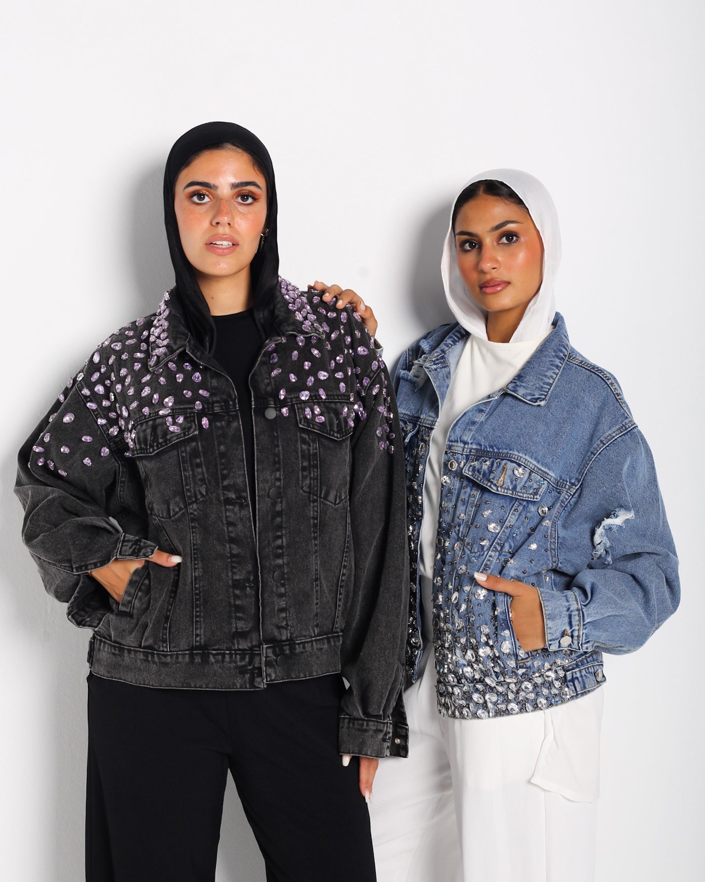 Crystal Denim Jacket - Glow Modest