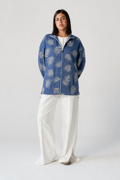 Indigo Palm Print Set