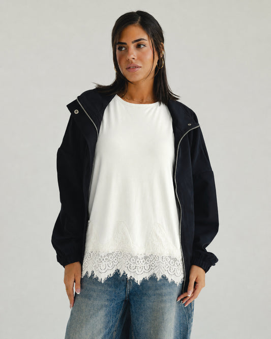 Ivory Lace-Hem Tank