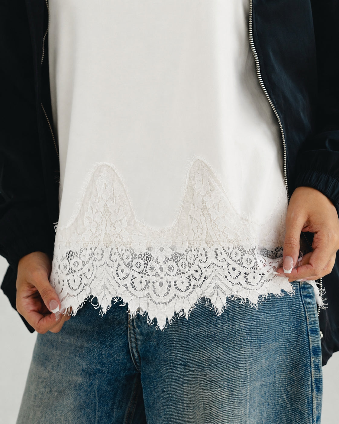 Ivory Lace-Hem Tank