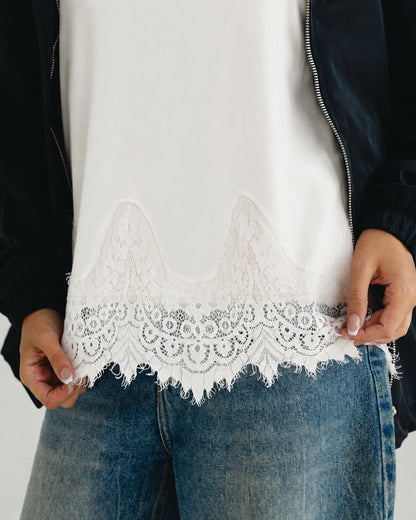 Ivory Lace-Hem Tank