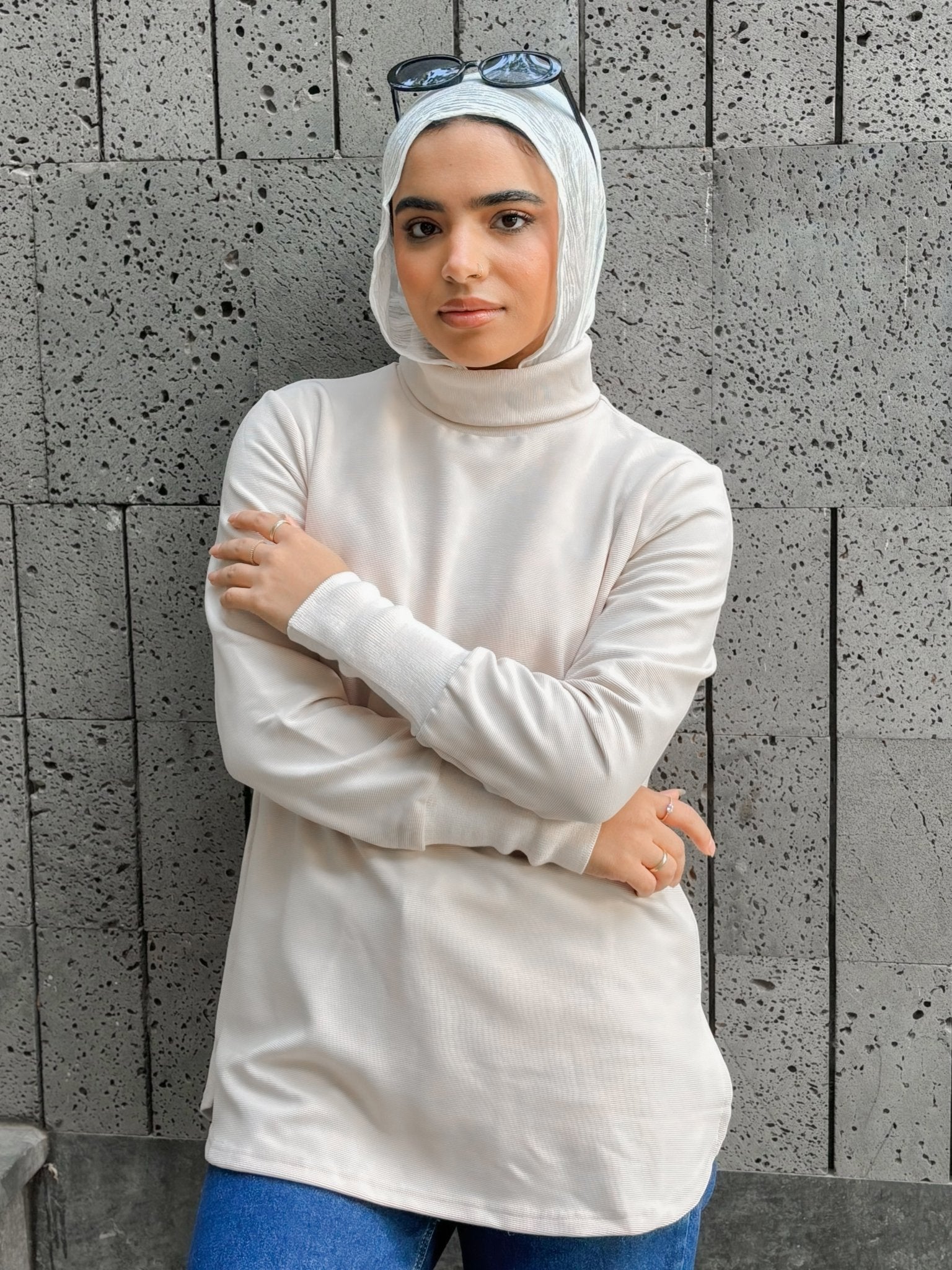 Elevated Cuff High - Neck Top - Glow Modest