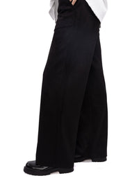Black Elevated Velvet Wide Pants