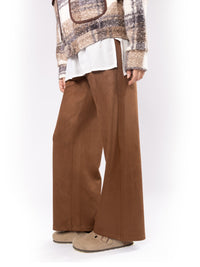 Brown Elevated Velvet Wide Pants