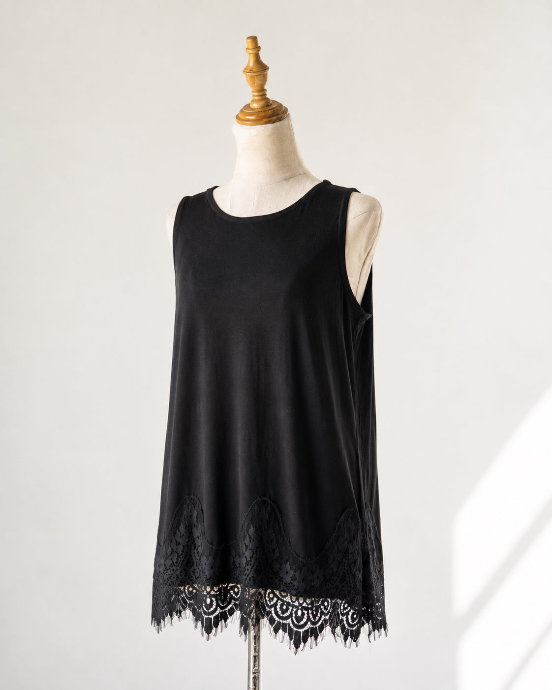 Black Lace-Hem Tank