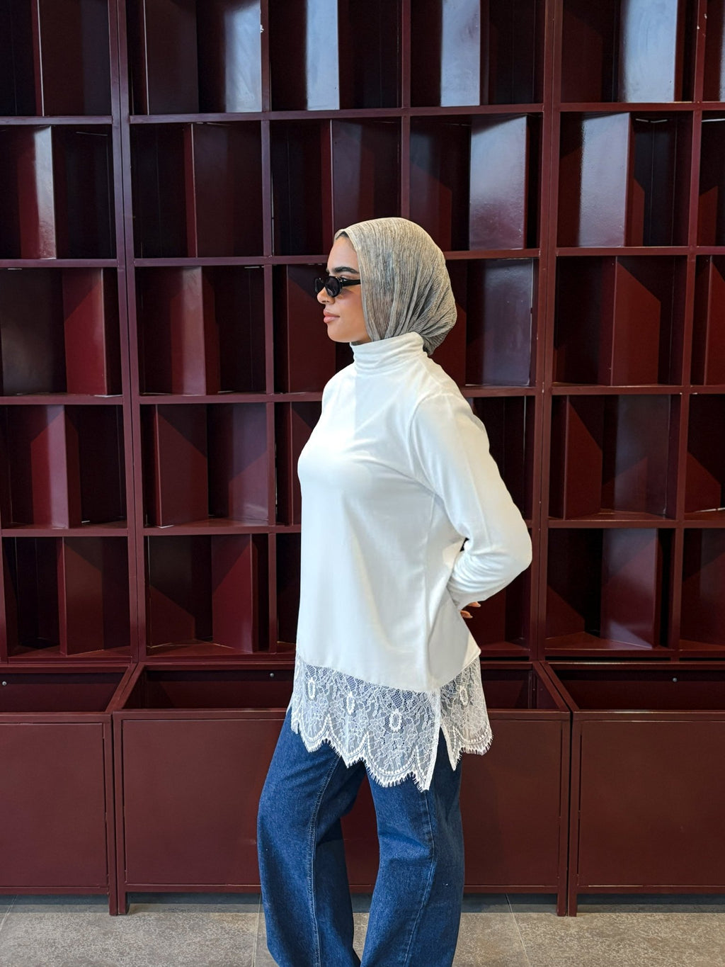 Lace - Hem High - Neck Top - Glow Modest