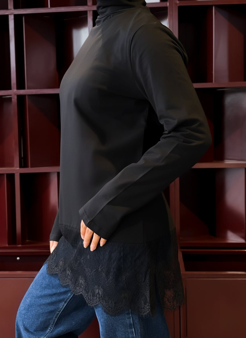 Lace - Hem High - Neck Top - Glow Modest