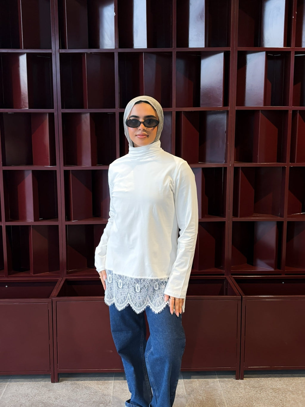 Lace - Hem High - Neck Top - Glow Modest