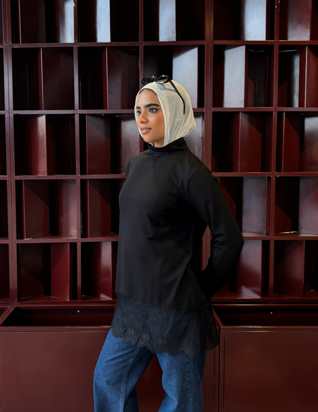 Lace - Hem High - Neck Top - Glow Modest